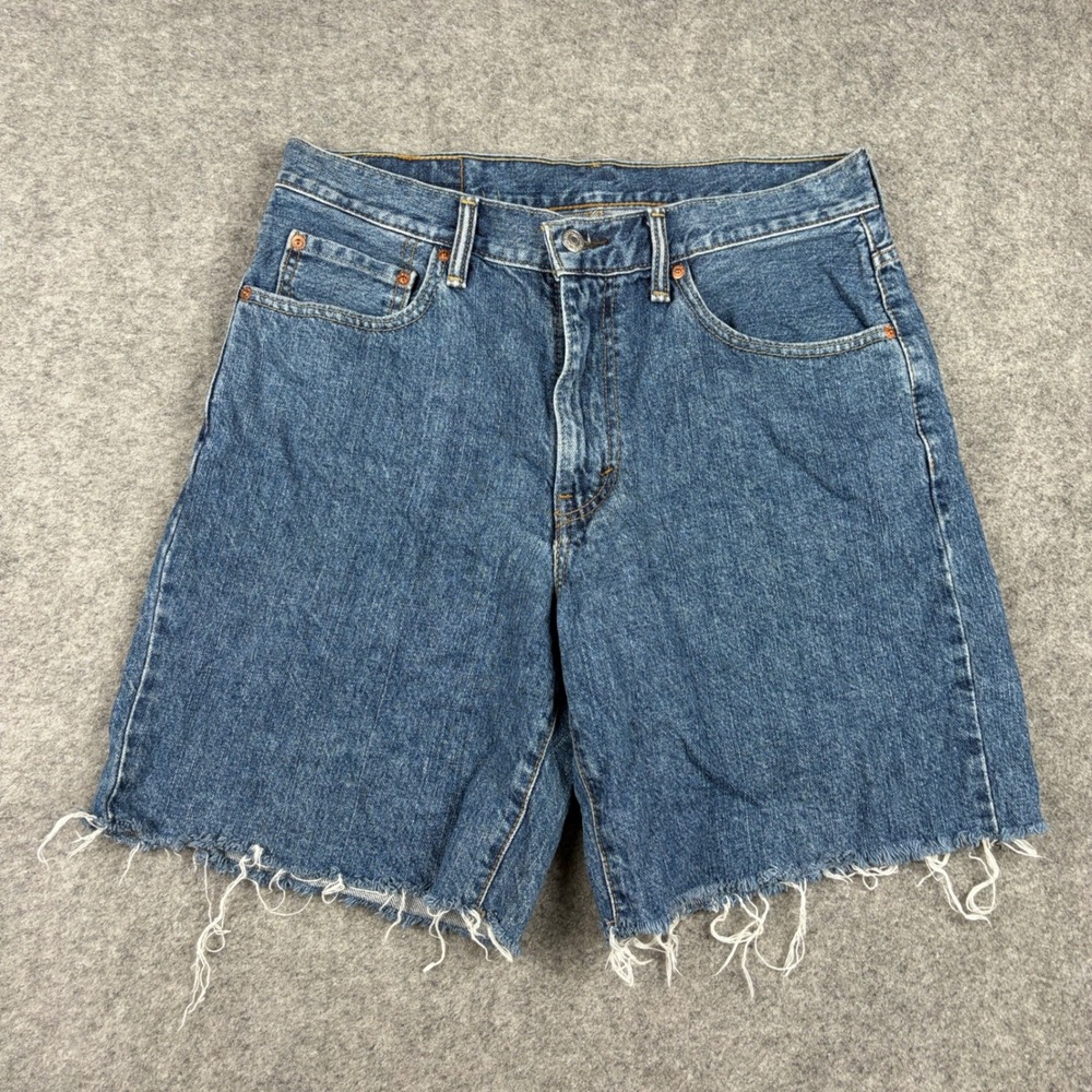 Levis 550 Jean Shorts Mens 33 Blue Cutoff Relaxed Fit Baggy Outdoor Denim Jorts